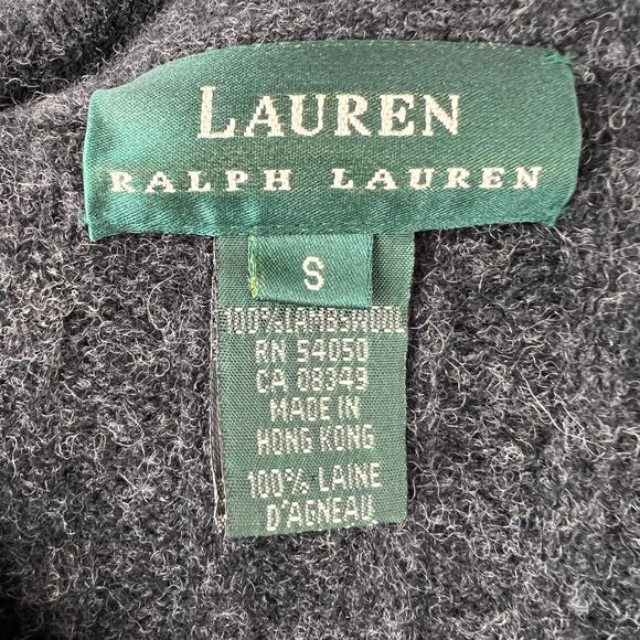 VTG Lauren RALPH LAUREN Gray Lambswool Tie Button Midi Duster Cardigan Sweater S - Picture 10 of 10